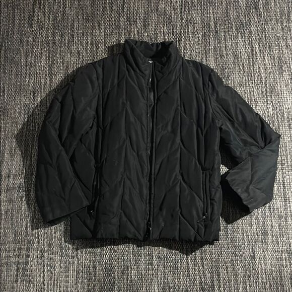 New York & Company Jackets & Blazers - New York & Company Black Puffer Jacket with Quilted Design and Stand-Up Collar